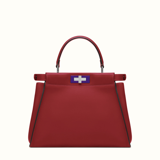 FENDI ピーカブー コピー レッドレザー ハンドバッグ 8BN2903ZNF03M5